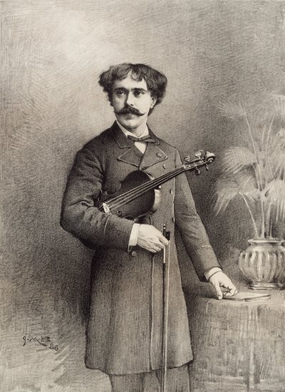 Pablo de Sarasate met viool door Unknown